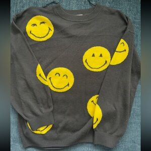 H&M Black Sweater with Yellow Smiley Faces